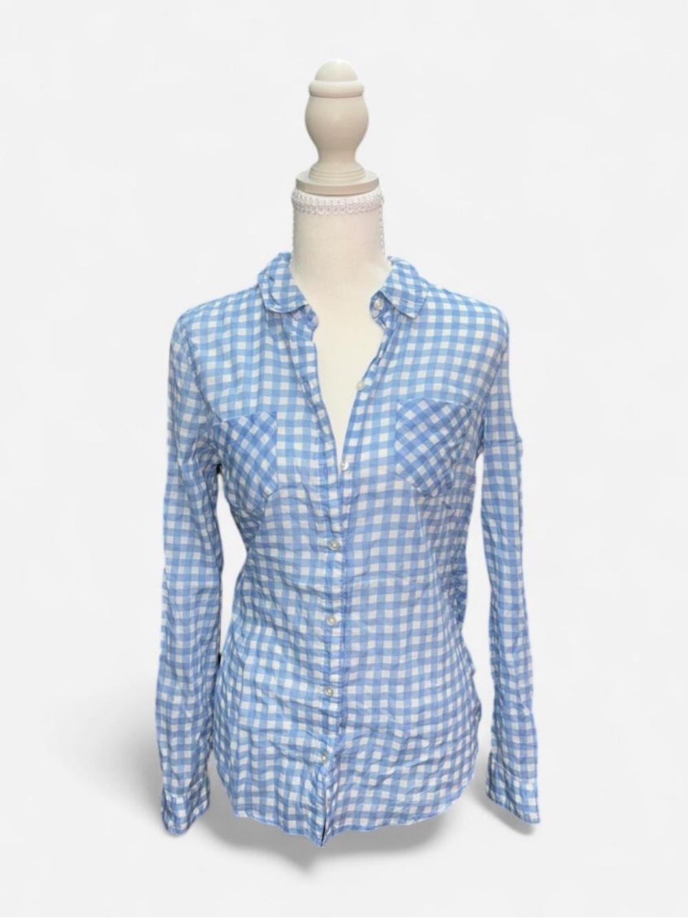 Vintage Old Navy Light Blue Gingham Button-Down Shirt